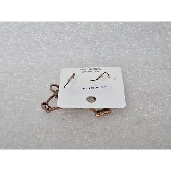 Cow Shaped Copper Tone Dangle Earrings With Faux Turquoise Accent - Picture 2 of 2